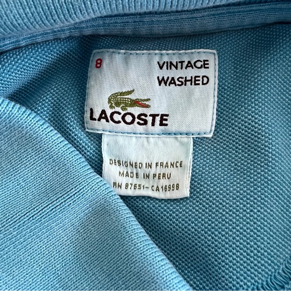 Lacoste Blue Vintage Washed Polo Shirt Mens Sz EU 8 US XXL - Picture 10 of 15